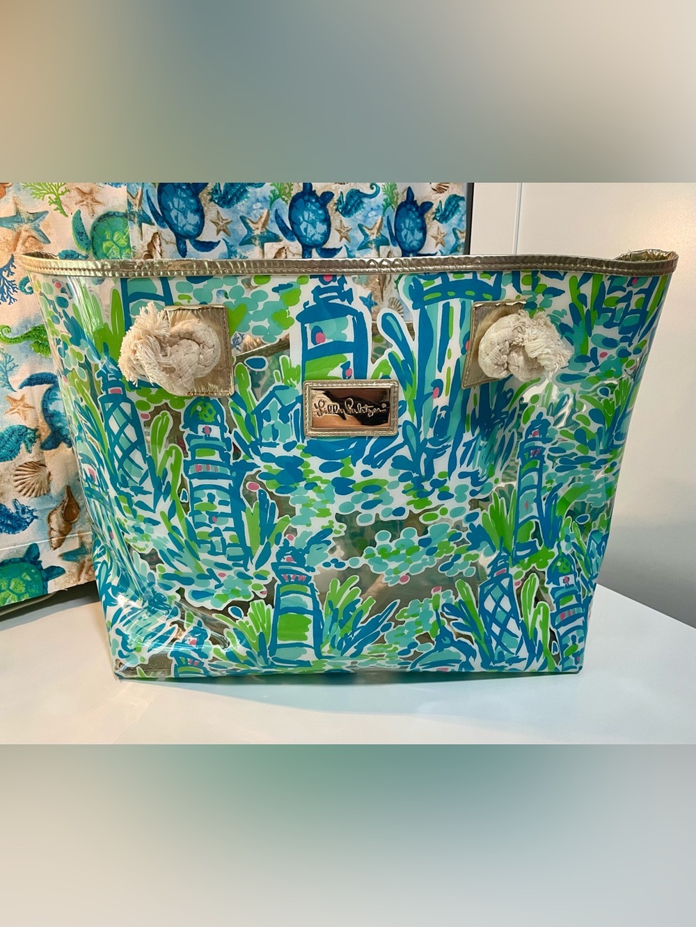 Lilly Pulitzer Tote Bag with Lighthouses